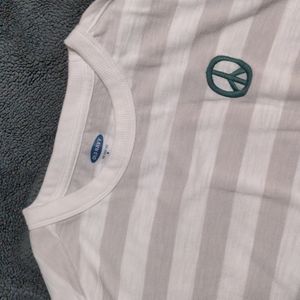 White striped long sleeve peace